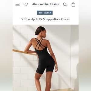 YPB sculptLUX Strappy-Back Onesie - Onyx, Medium (NWT)